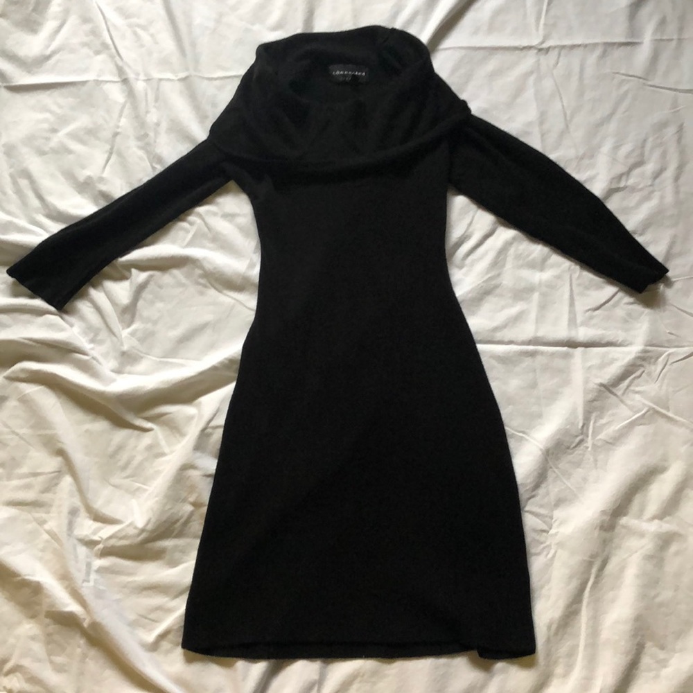 Black Cowl Neck Sweater Dress